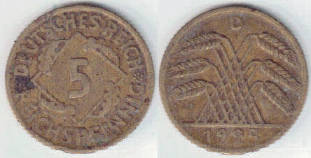 1925 D Germany 5 Reichspfennig A008030